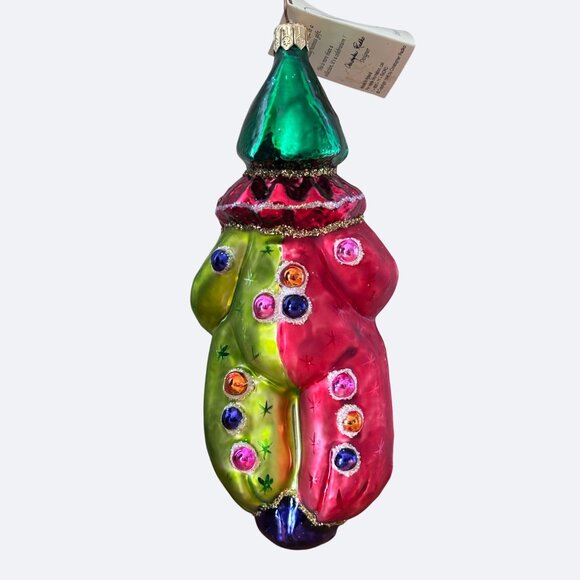 Vtg Christopher Radko Christmas Glass Ornament Elf Clown Court Jester Tag 1995 - Picture 3 of 11